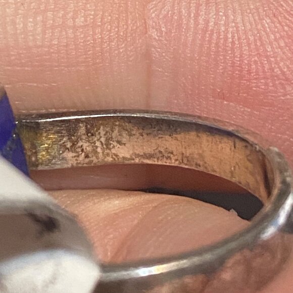 Ring Size 7.5 Lapis Lazuli Blue Sterling Silver 925 Women Semi-Precious Stone - Picture 8 of 10
